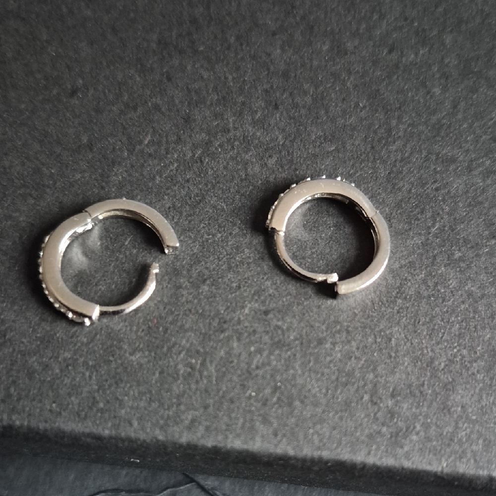 925 Sterling Silver Moissante Huggie Earrings - Picture 3 of 5